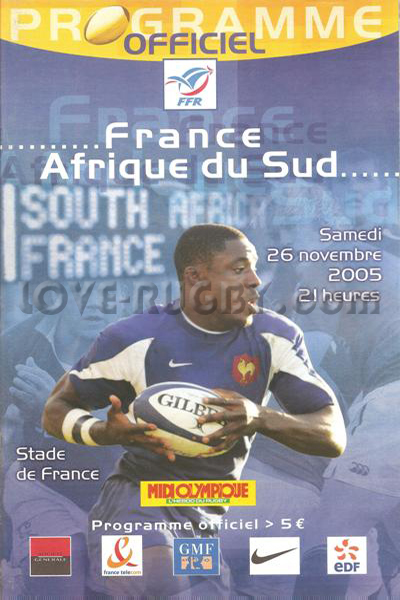 2005 France v South Africa  Rugby Programme